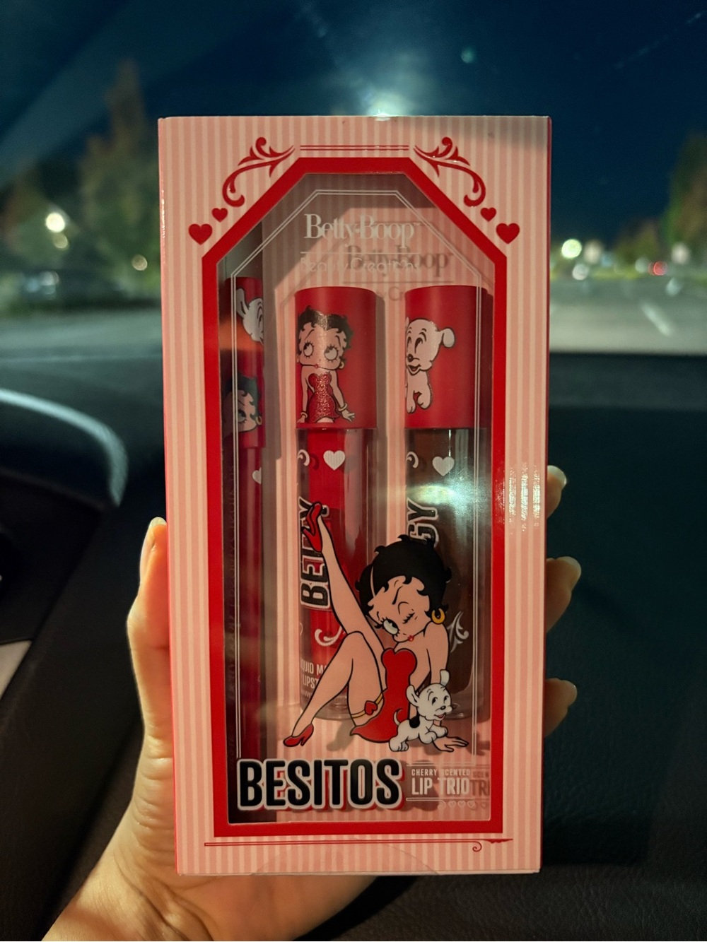 Betty Boop Red Lip Gloss Trio with Playful Packaging